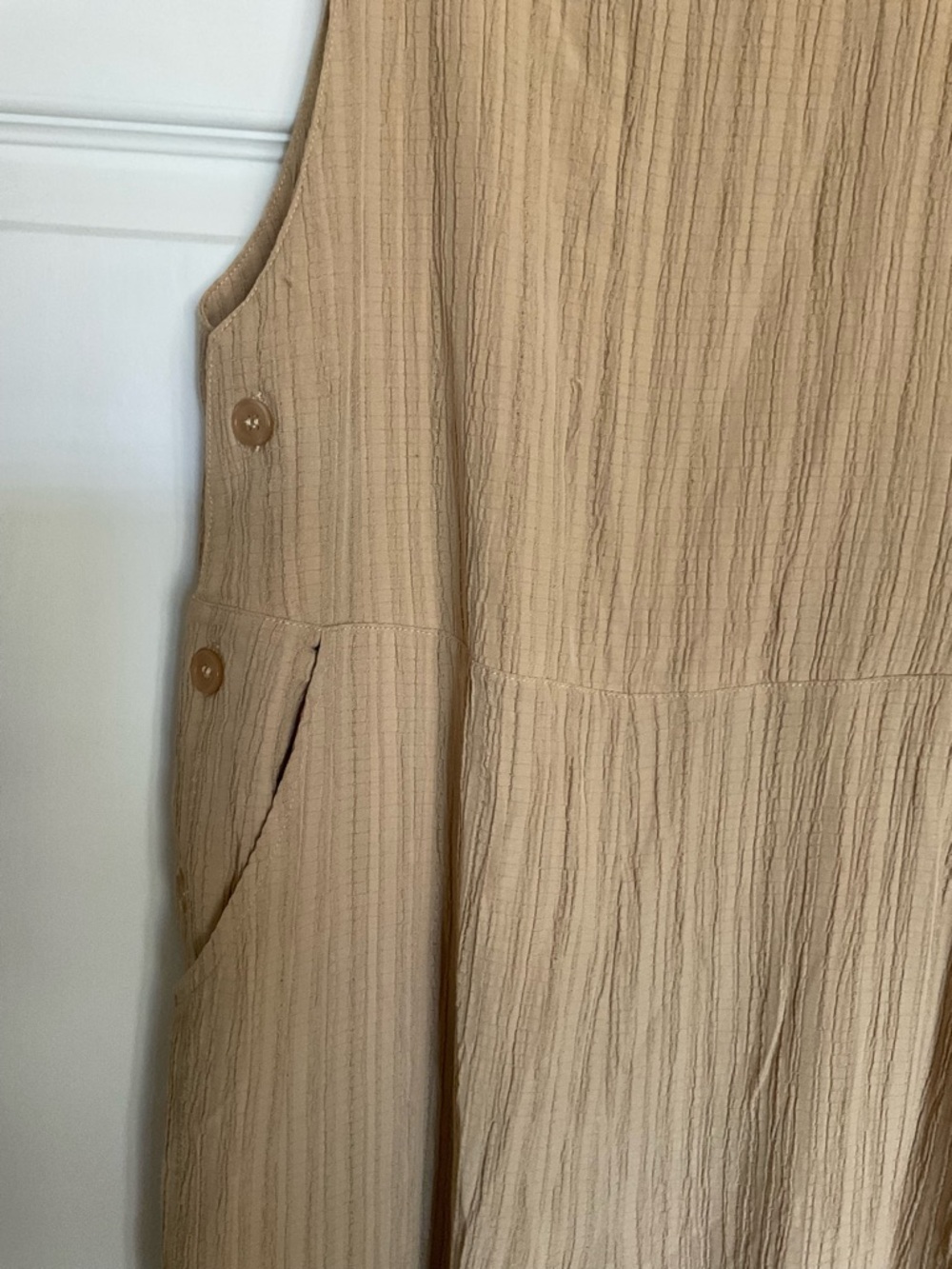 The Range Woven Ripple Jumpsuit-Tan-Small - Picture 3 of 7